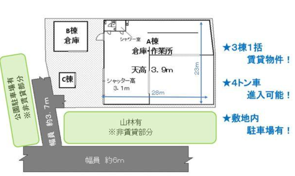 柏市逆井 三棟一括貸倉庫の画像