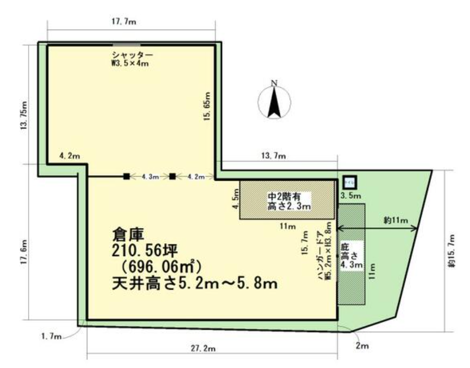 足立区花畑 貸倉庫 211坪の画像